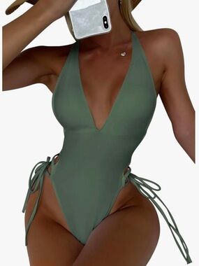SKAYS Army Green One Piece Swimsuit with Tummy Control